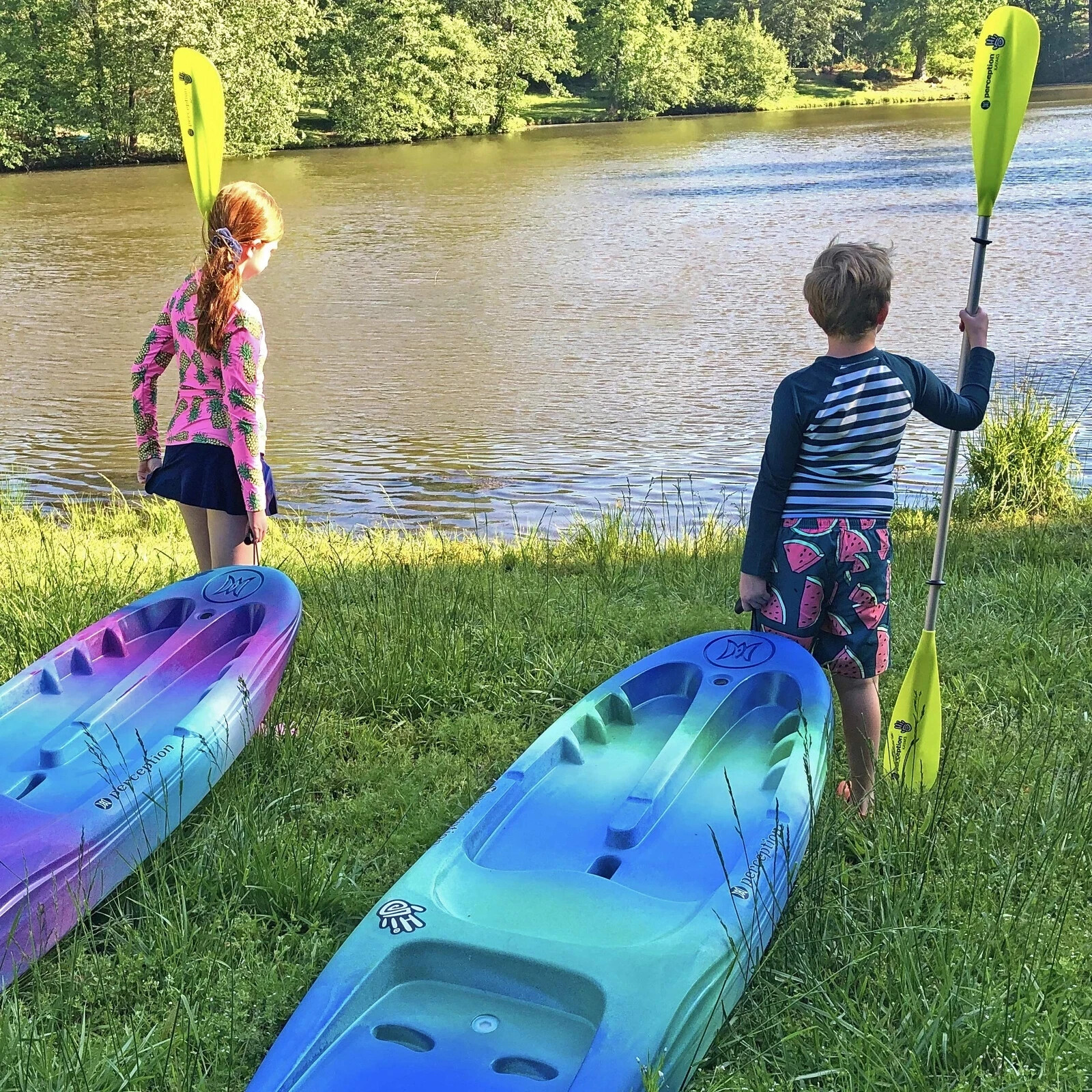Kids Kayak Paddle, Perception Hi Five Kids Kayak | 2-Piece Aluminum Shaft |