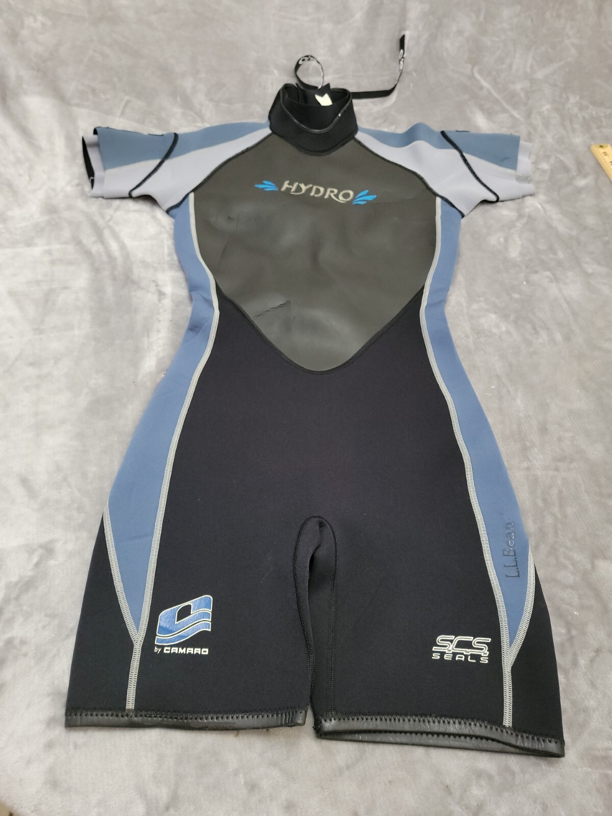 Camaro Wet Suit Adult Medium Hydro Blue Gray Neoprene Surf Beach L.L. Bean Zip