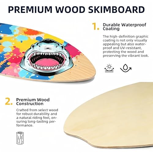 Skimboard 35 inch Skim Board for Kids Adults Yellow