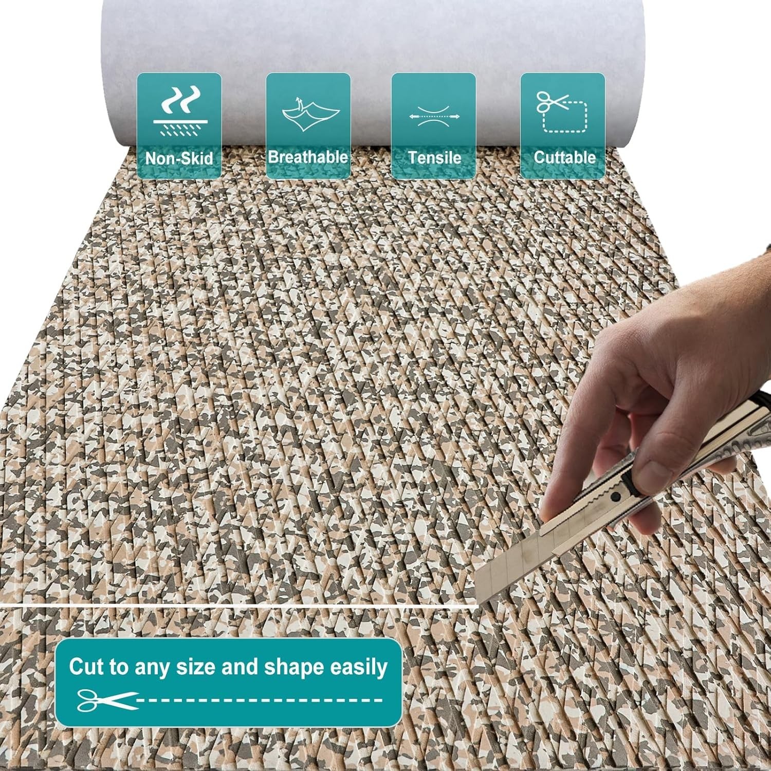Hjdeck Boat Flooring Camo EVA Foam 94.5″Lx16.1″W – 10.5sqft, Desert