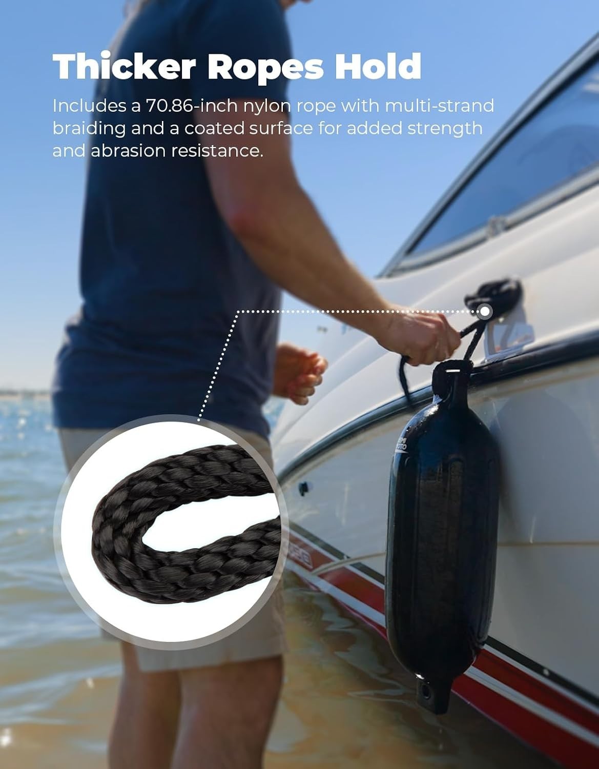 Boat Fenders Boat Bumpers for 15-35ft Boat, 4 Pack Bumpers with 4 Ropes, Boat…