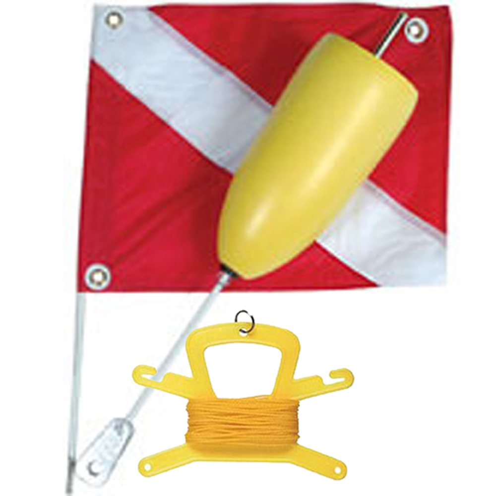 Torpedo Foam Dive Float w/ 14×18 Nylon Dive Flag & 100FT Poly Line