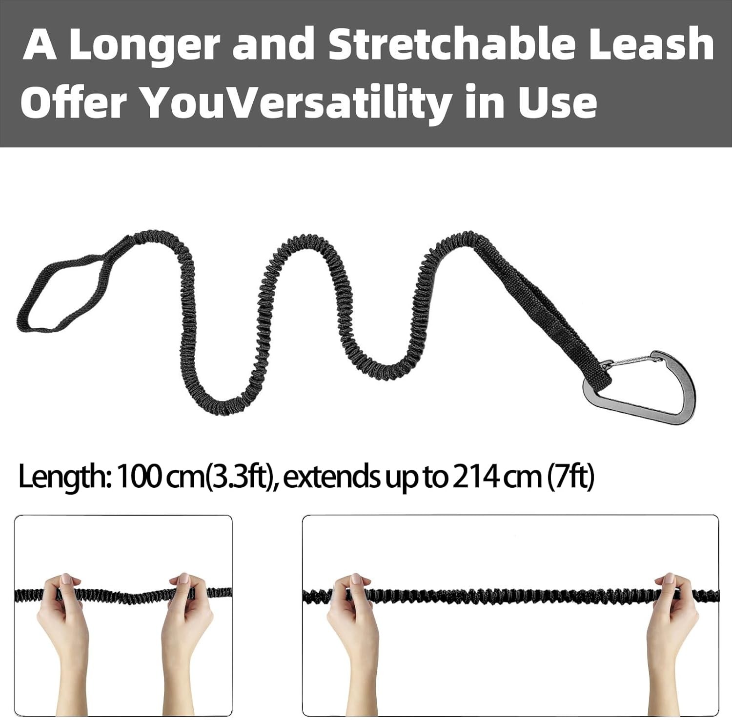 Kayak Paddle Leash Stretchable 3-7 ft Lanyard for SUP