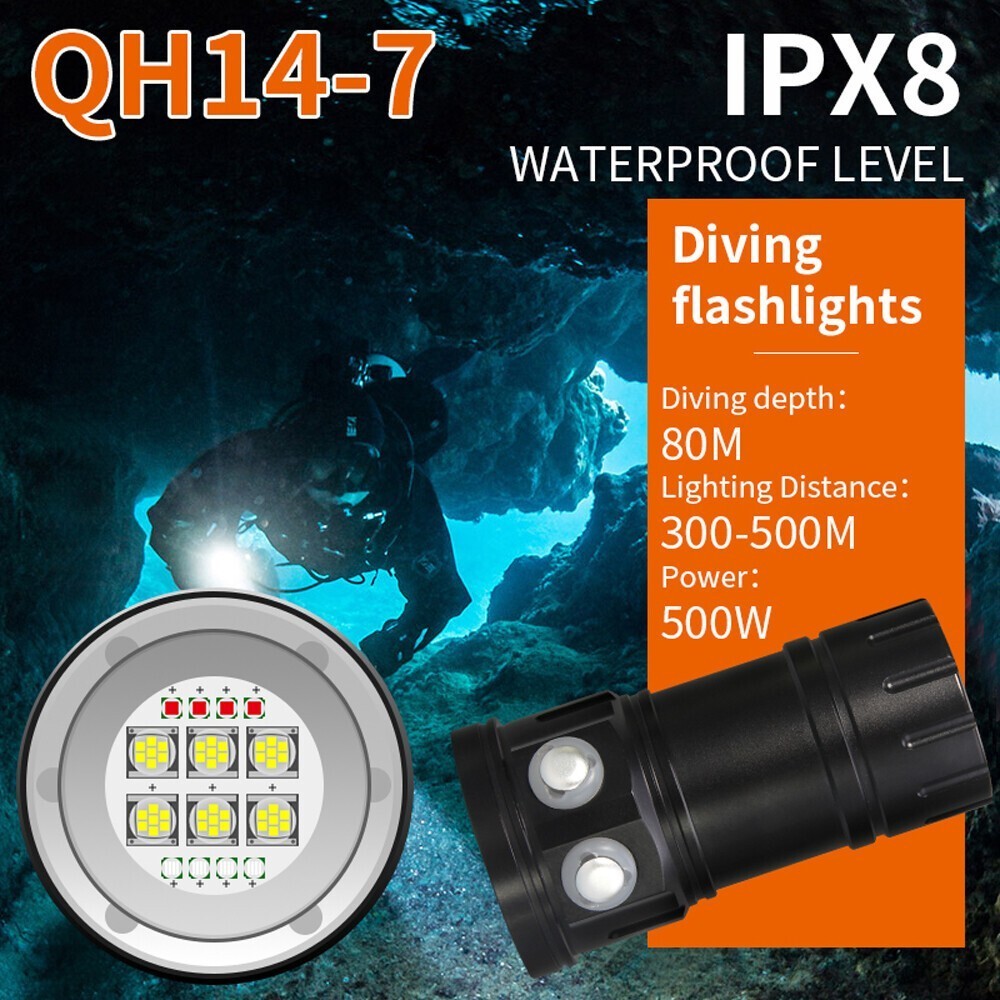 25000LM Scuba Diving Light Underwater LED Flashlight Dive Underwater Lighting