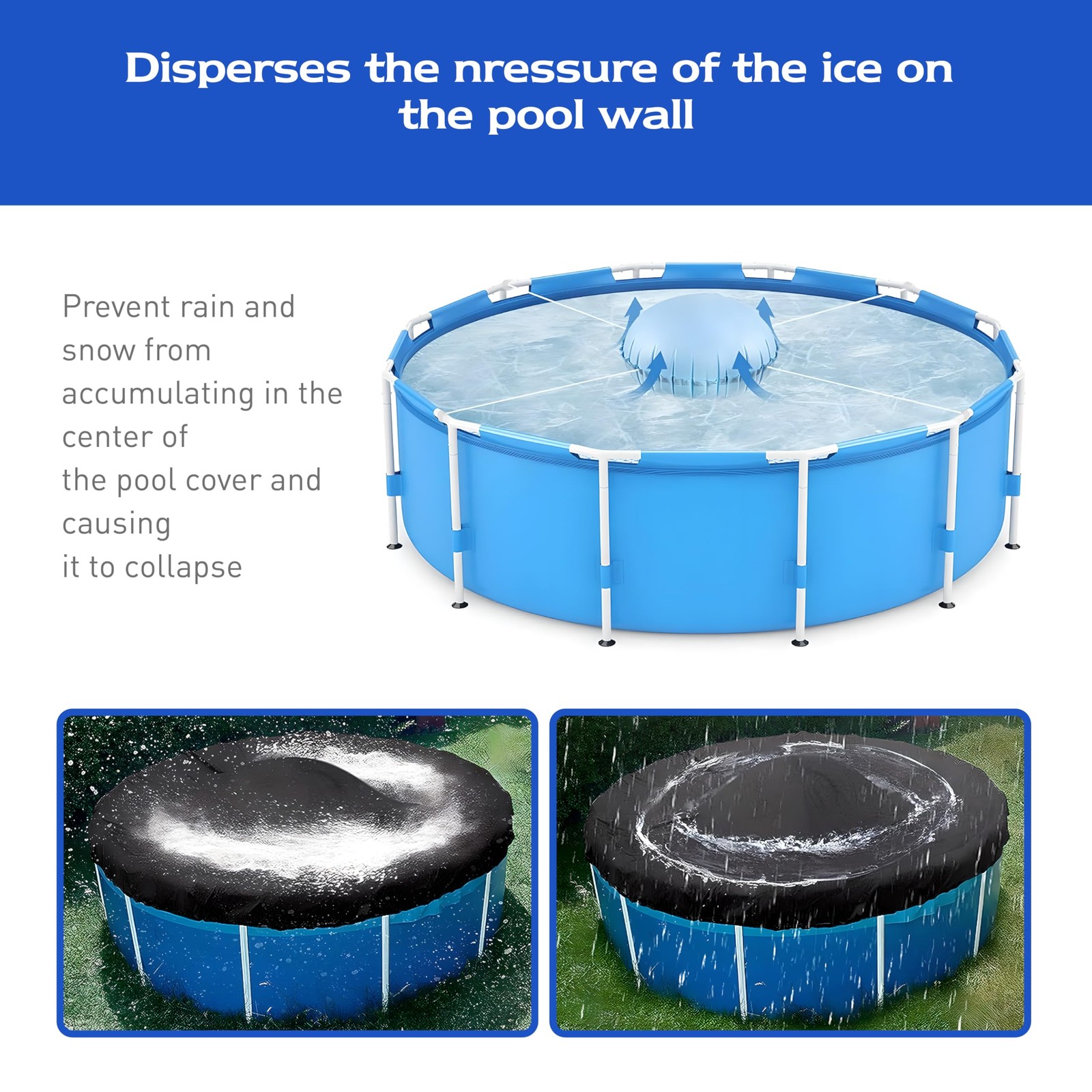 Pool Pillow for Above Ground Pools, 4 x 4 ft Air Pillow Pool Cover Winter Win…