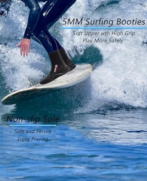 Neoprene Dive Boots Men Women, Surf Booties Scuba Mens 10 / Womens 11 Black