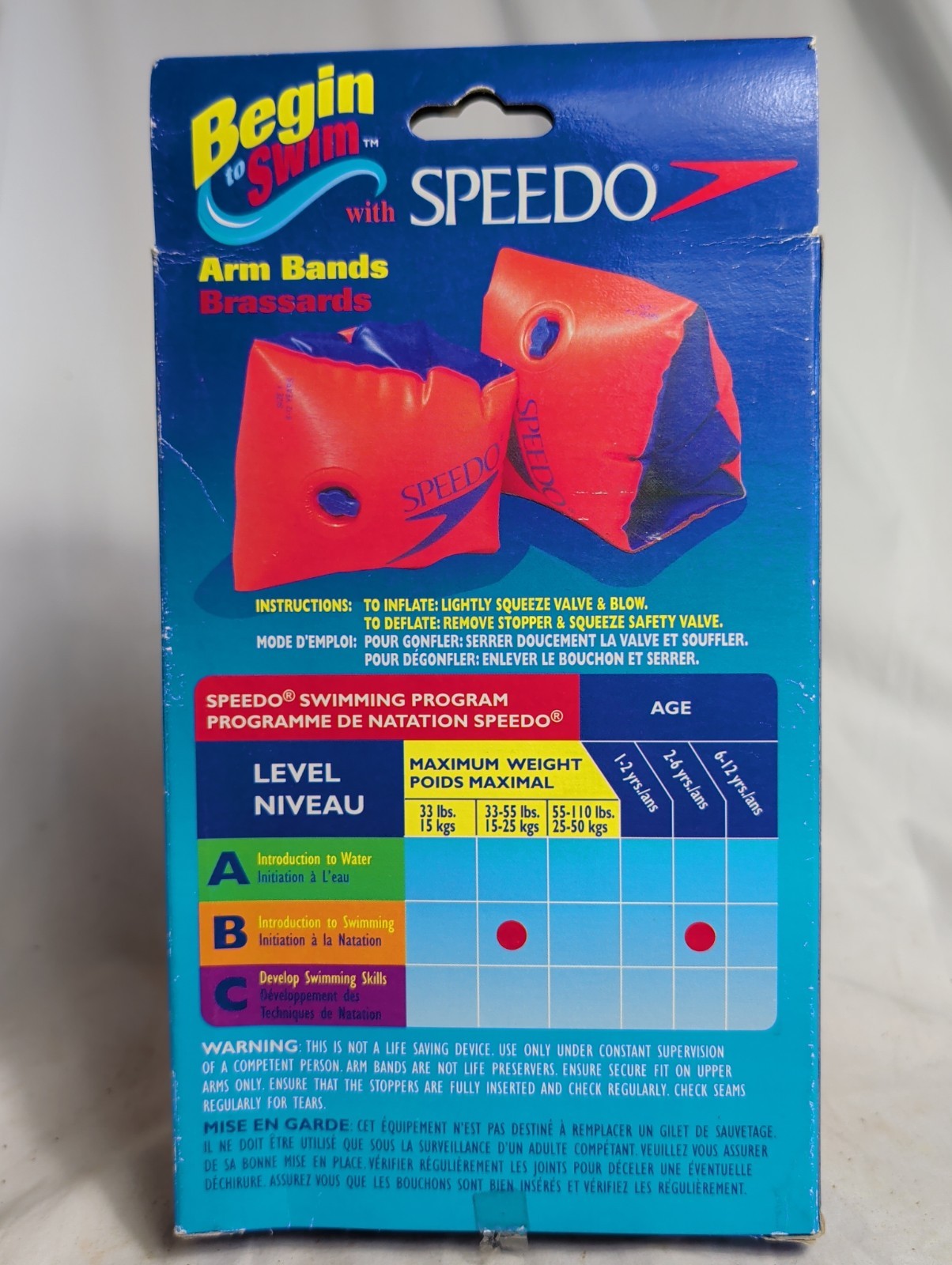 Speedo Level B Begin To Swim Medium Inflatable Blow Up Floatie Arm Bands *New*