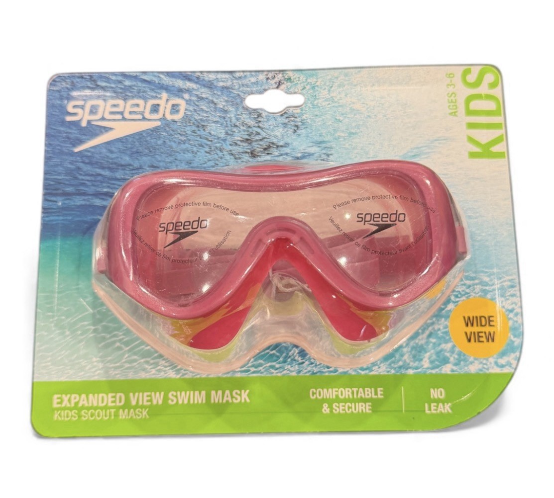 Speedo Kids’ Swim Mask with Fabric Strap – Pink: Ages 3-6 Polycarbonate