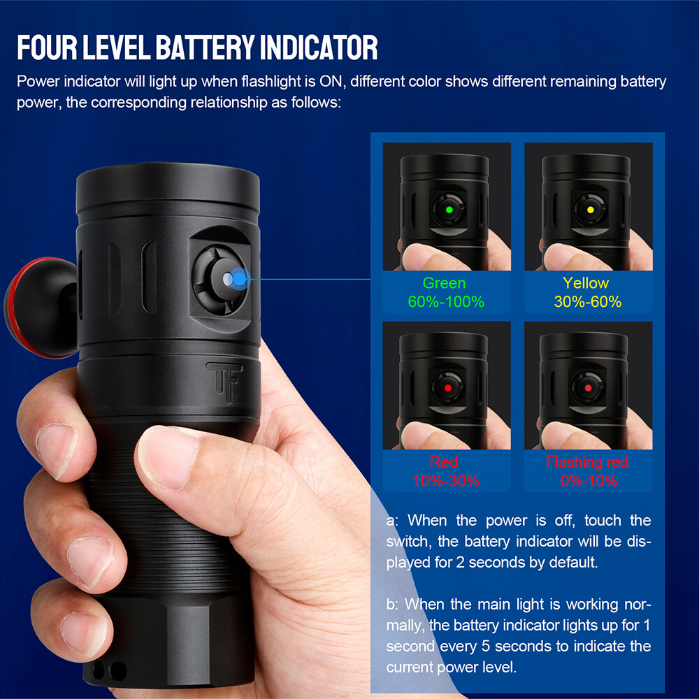 Trustfire 2350Lumen LED Diving Light Underwater 100M Scuba Flashlight For Video