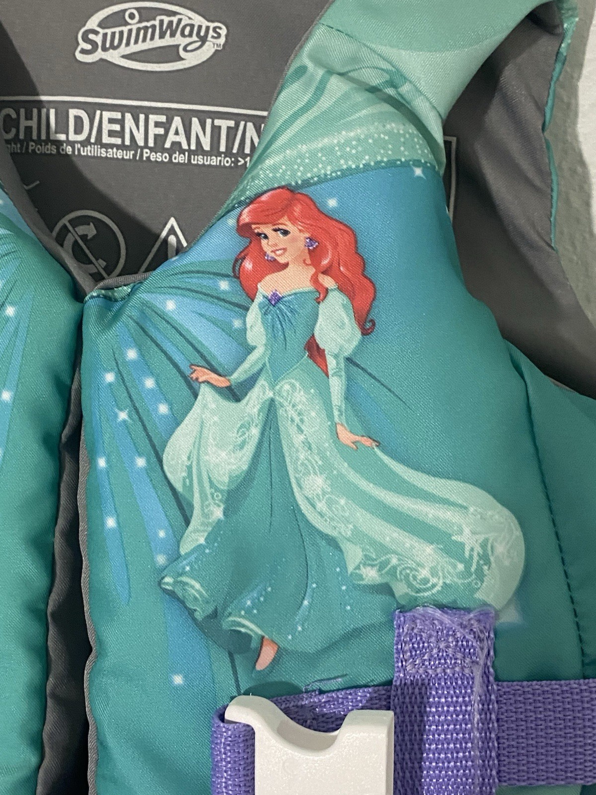 SwimWays Little Mermaid Ariel Life Jacket Child 35-55 pounds Coast Guard Approve