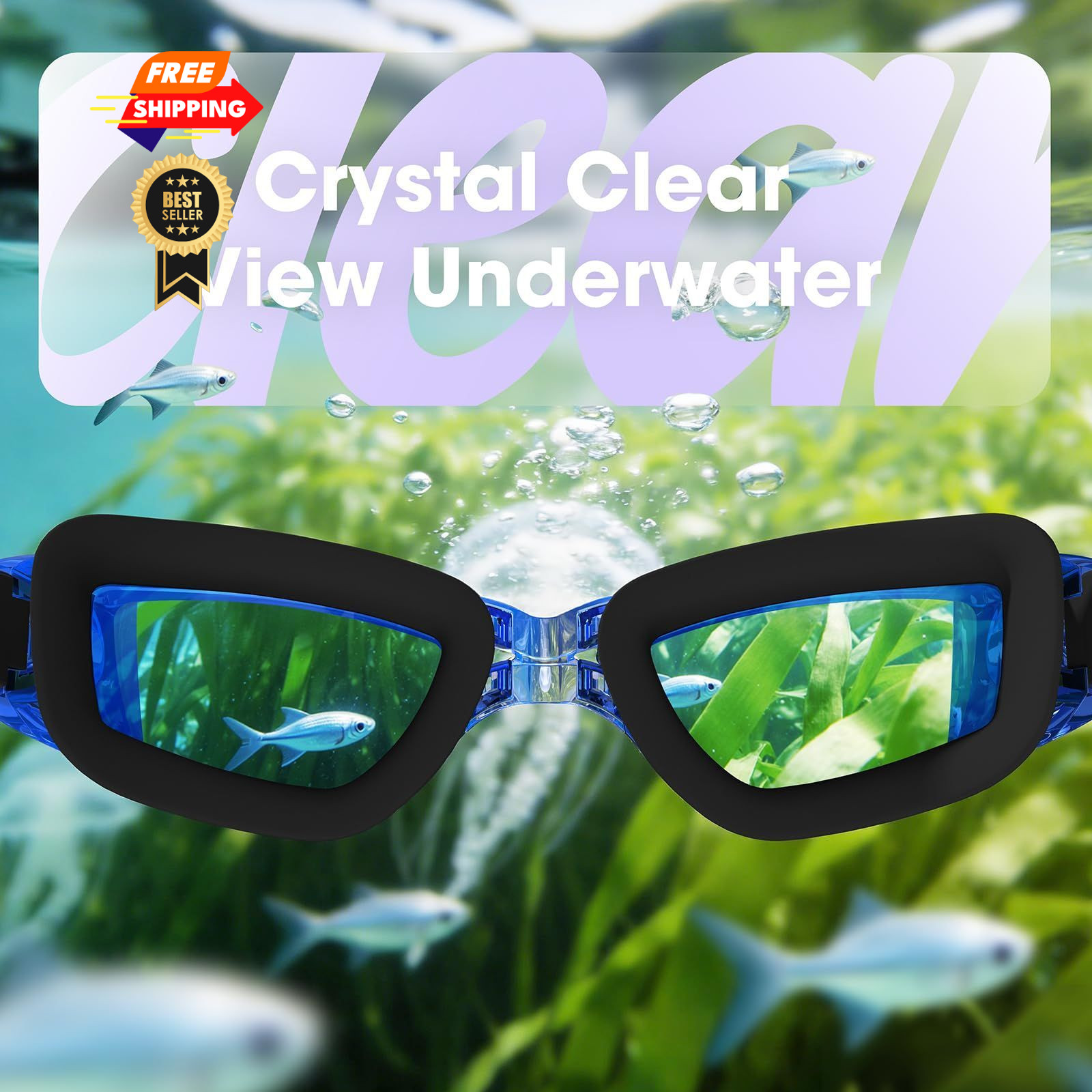 MAMBAOUT Swim Goggles, 2 Small, 2. Dark Blue Clear Lens+silver Mirror Lens
