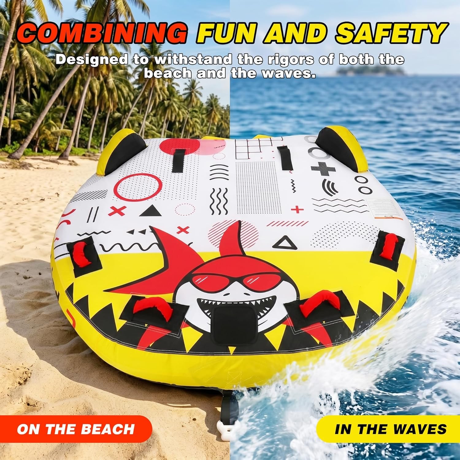 Towable Tube Boating 2 Person Lay-On Style Inflatable Towable W/ Heavy Duty