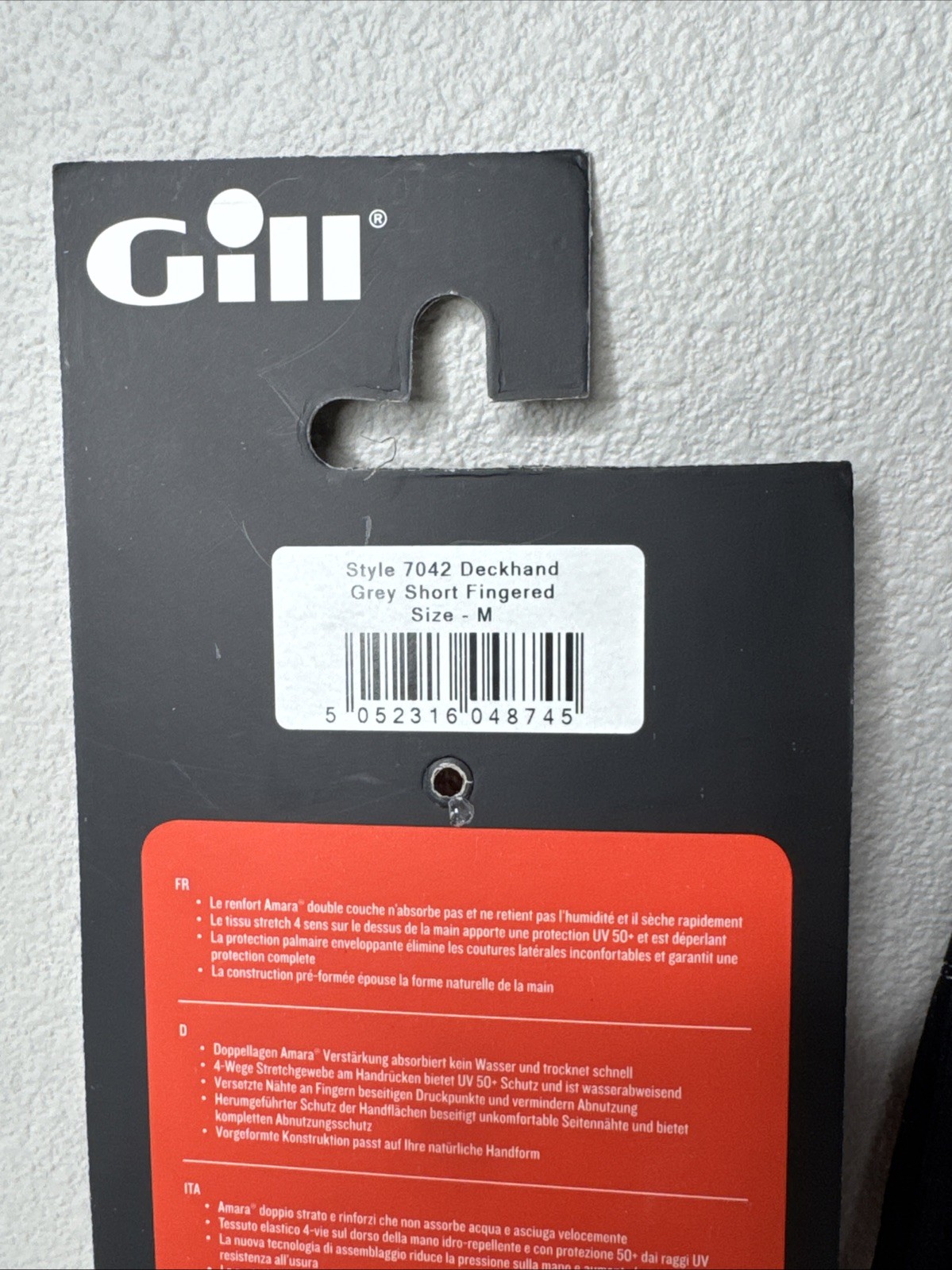 New Gill Size Medium Deckhand Sailing Gloves Short Finger Black Gray #7042