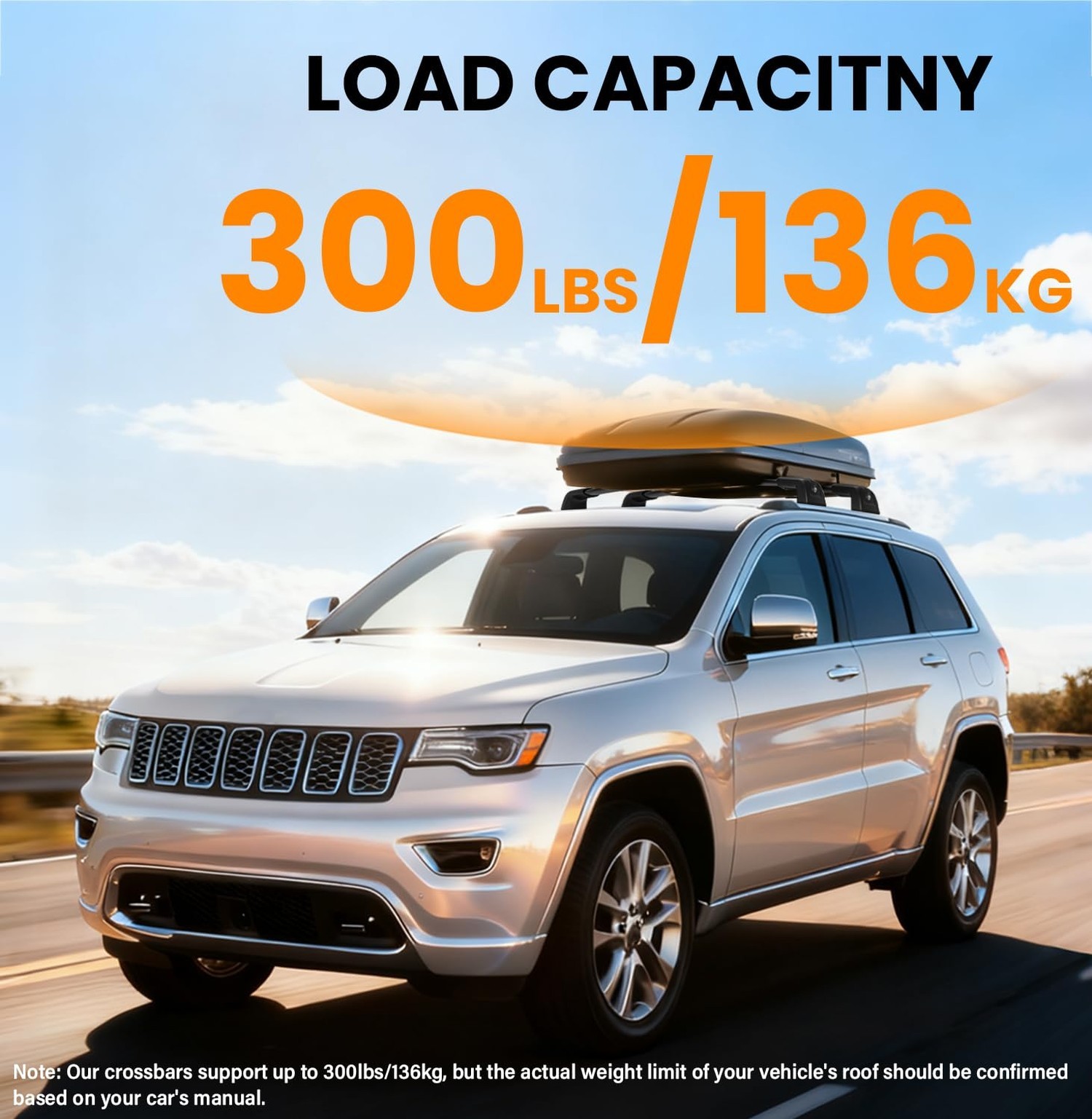 300lbs Roof Rack Cross Bars Compatible with Jeep Grand Cherokee 2011-2021 wit…