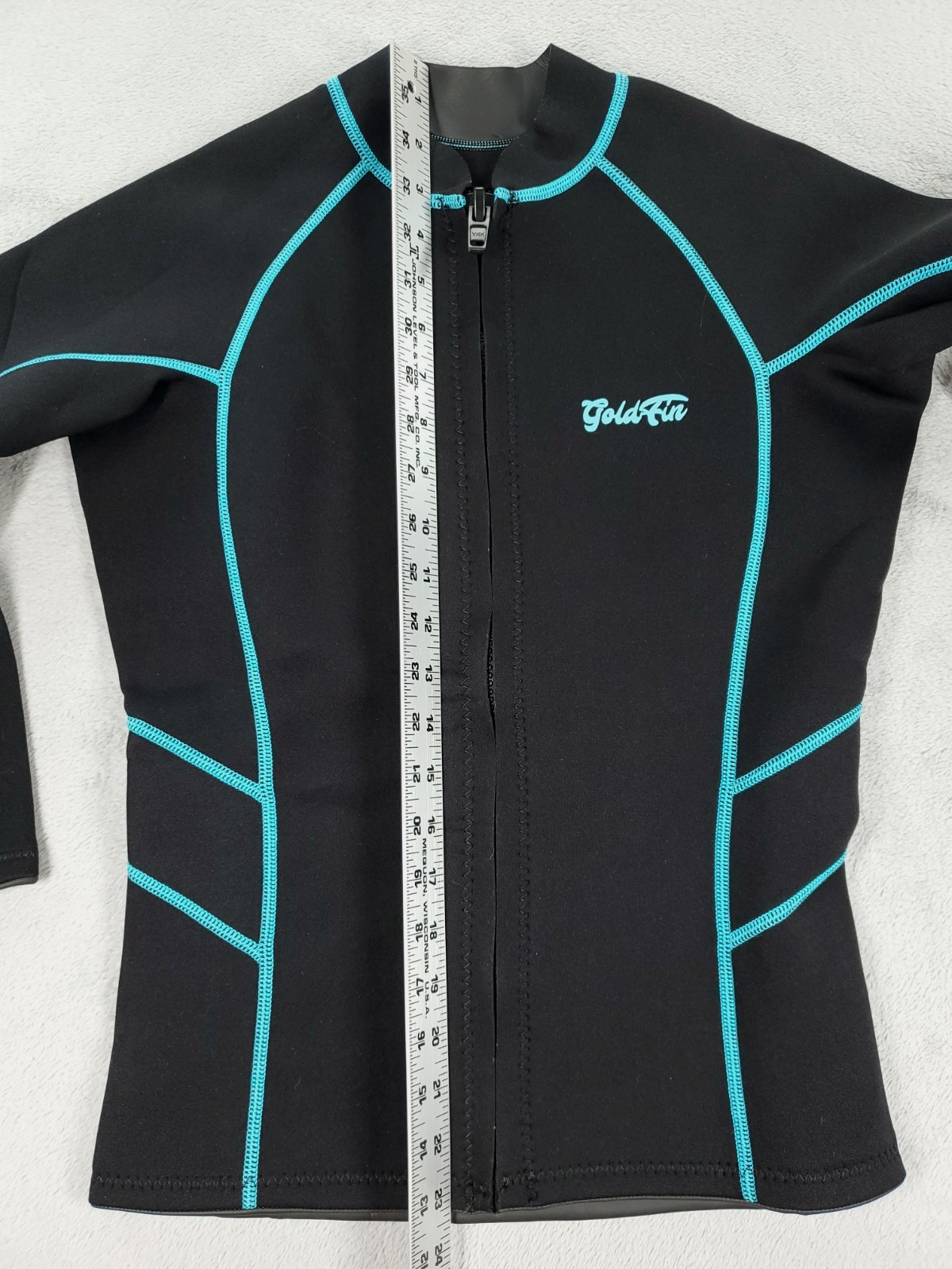 Goldfin Wetsuit Womens M Black Cyan 2 Piece Full Length Long Sleeve Diving Surf