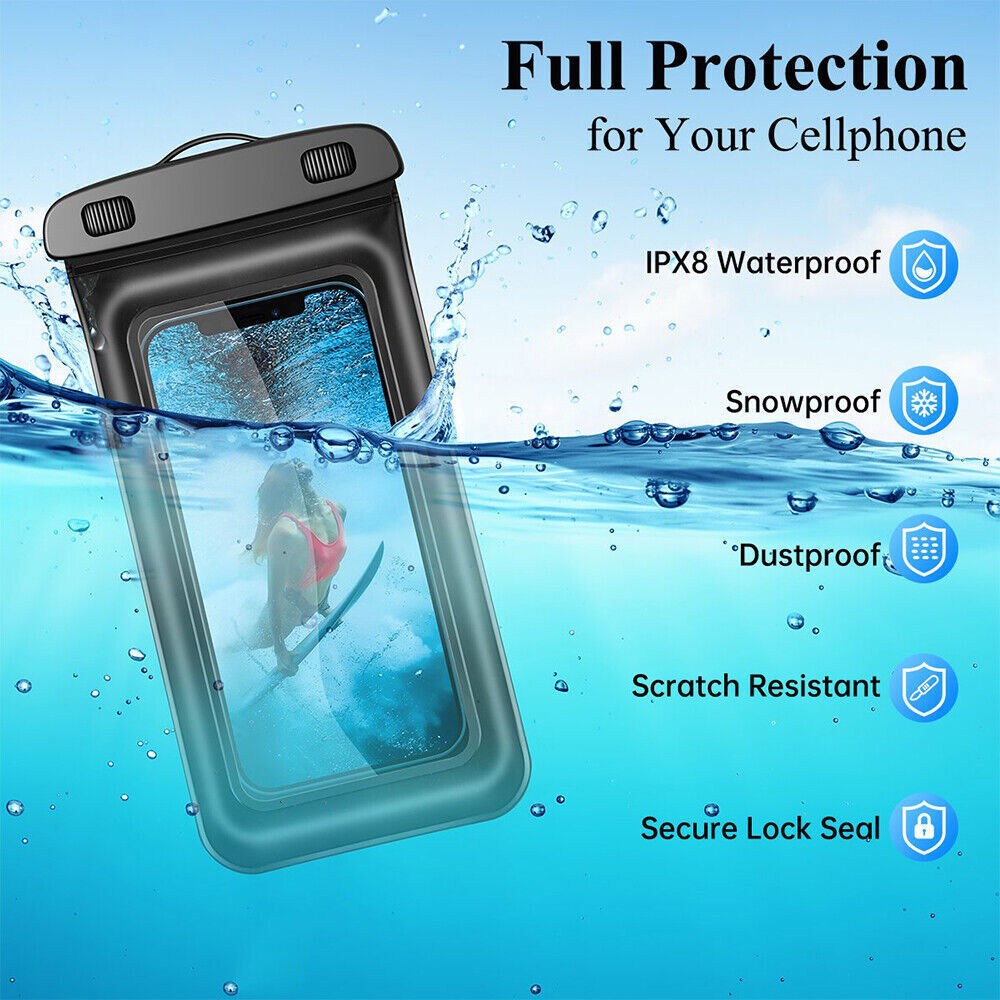 Universal Waterproof Cell Phone Pouch Floatable Underwater Case Dry Bag Landyard