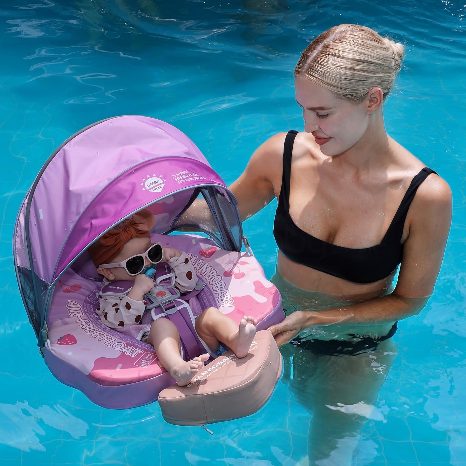 Mambobaby Float Plus Tail Baby/Toddler Swim Float with Canopy,