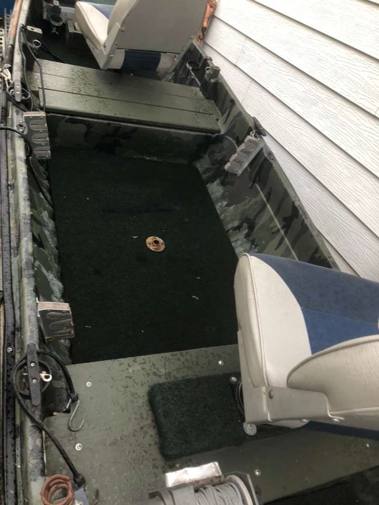 Excellent 12 Ft Army Green Jon Boat, Motors and Trailer