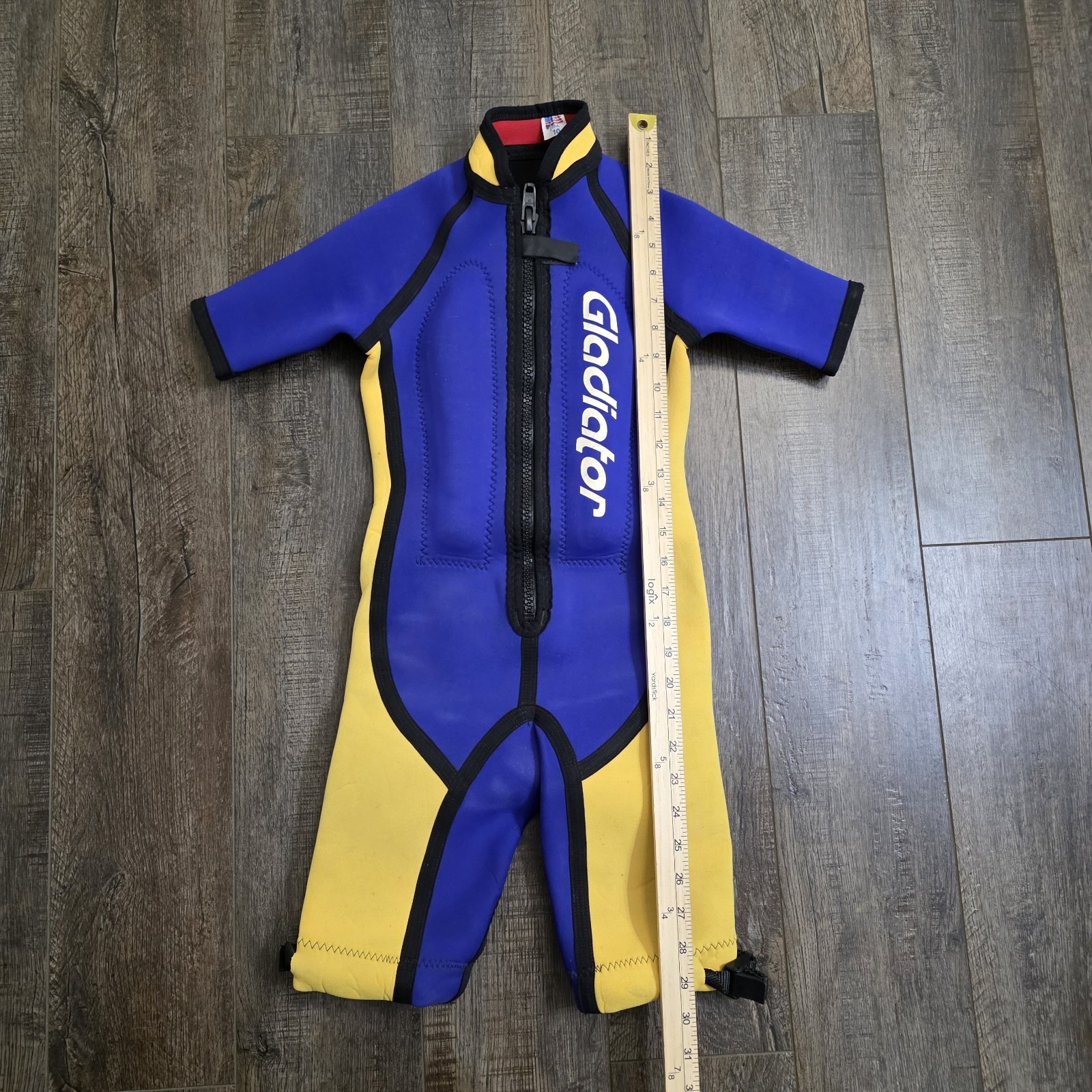Gladiator Wetsuit Size 10 Youth Junior Kids Boys Blue Yellow w/ Flotation