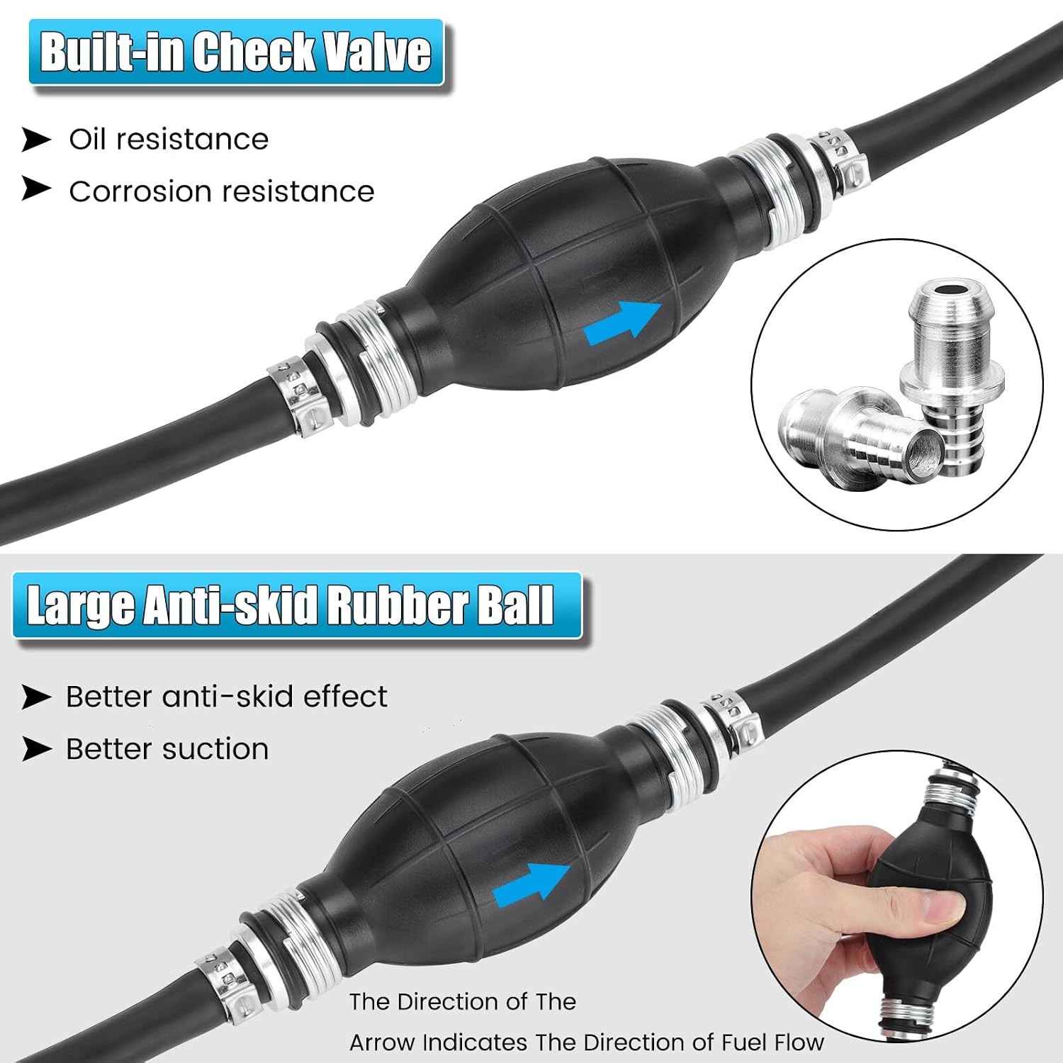 5/16″ 8mm Fuel Line Assembly, 6.8FT Marine Outboard Boat Motor RVs Fuel Gas Line