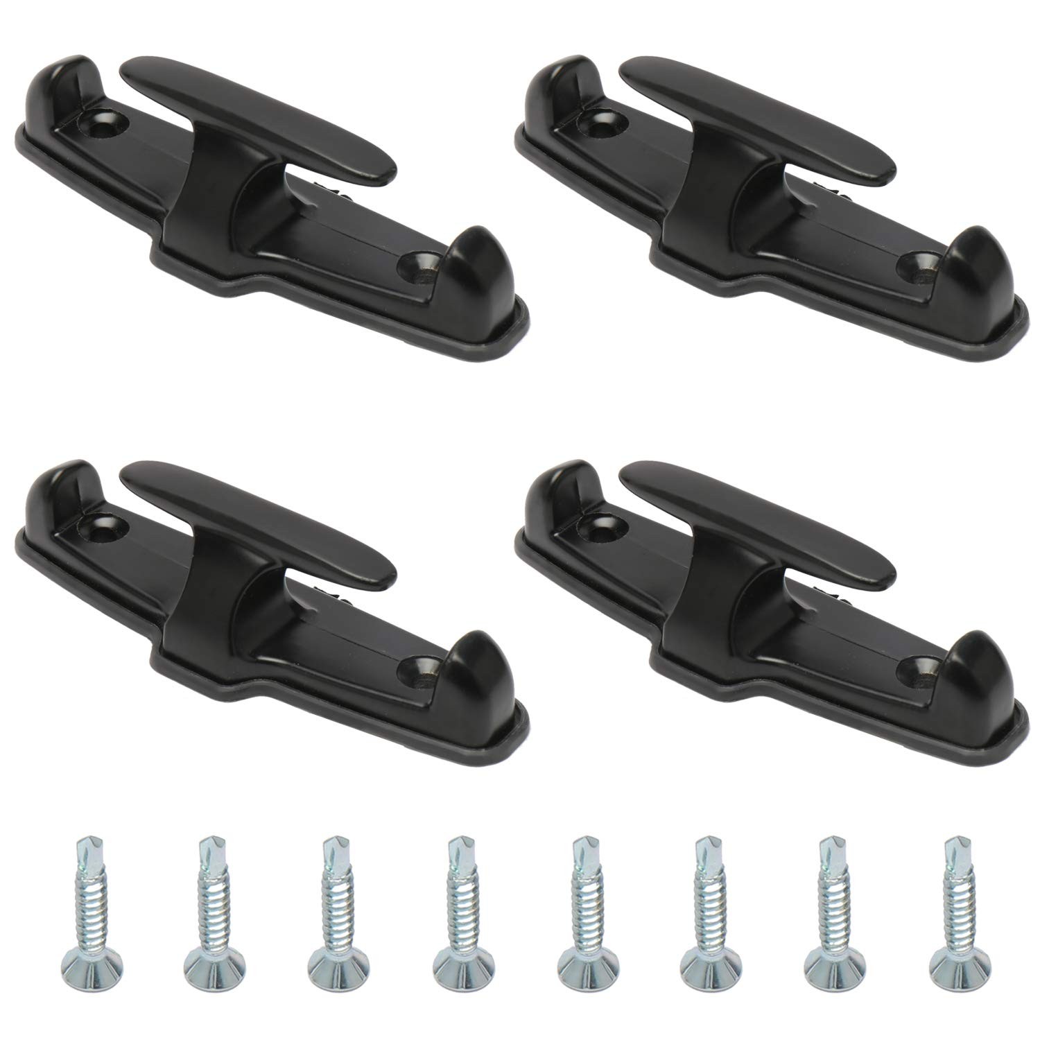 NovelBee 4pcs Chrome T-Hook Tie Down Rope 5.25 inches x 1.5 inches, Black