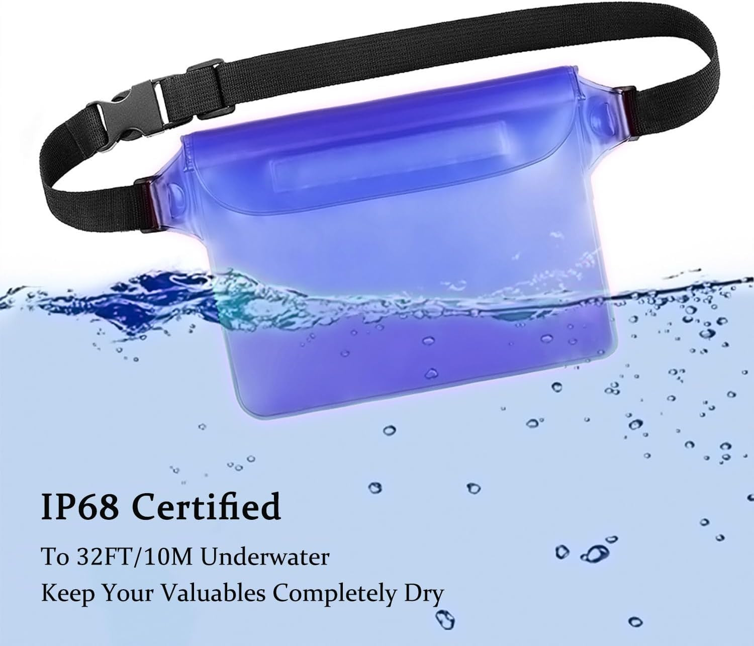 2-Pack Waterproof Pouch with Adjustable Waist Strap | Screen Touch Sensitive Dry