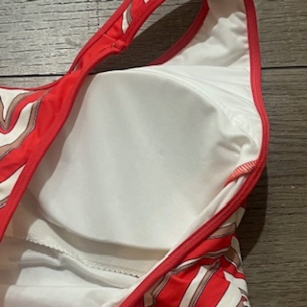 NEW Michael Kors 1 Piece Racerback Red Striped Swimsuit Women’s Sz 10 NWT