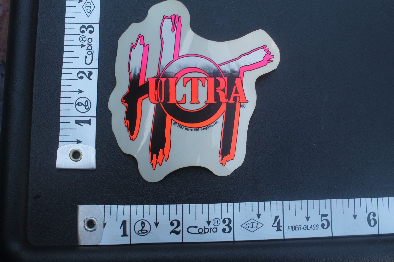Ultra Hot Surf Neon Orange Pink Clear Original 80’s V8C Vintage Surfing STICKER