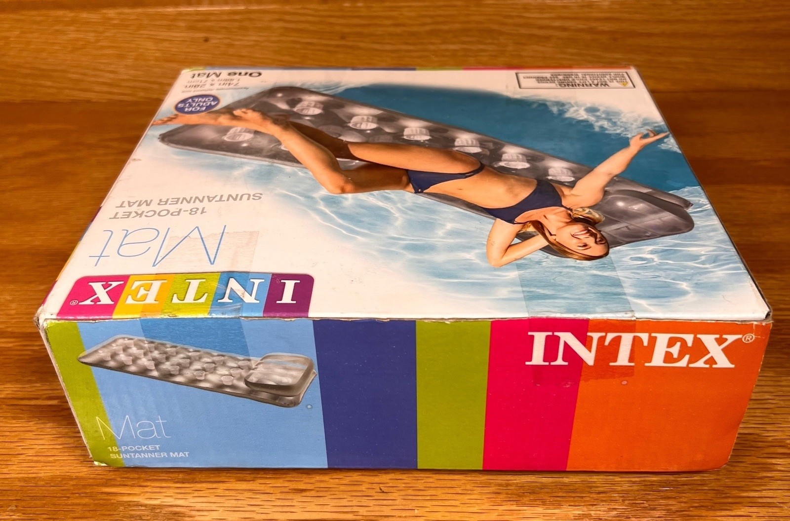 Intex 18-Pocket Suntanner Mat Inflatable Pool Float with Pillow New in Box