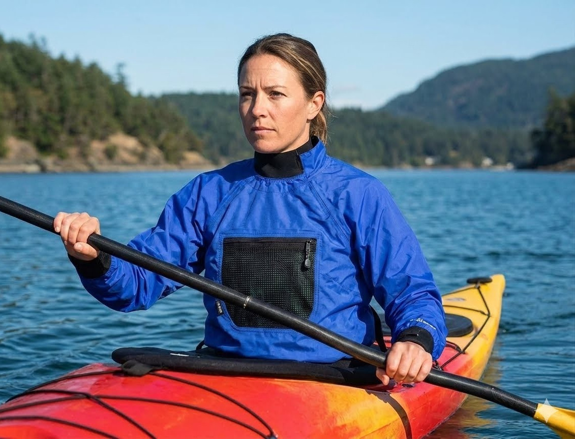Kokatat Paddling Jacket Splash Top Dry Blue Kayak Canoe Pocket Pullover Women M