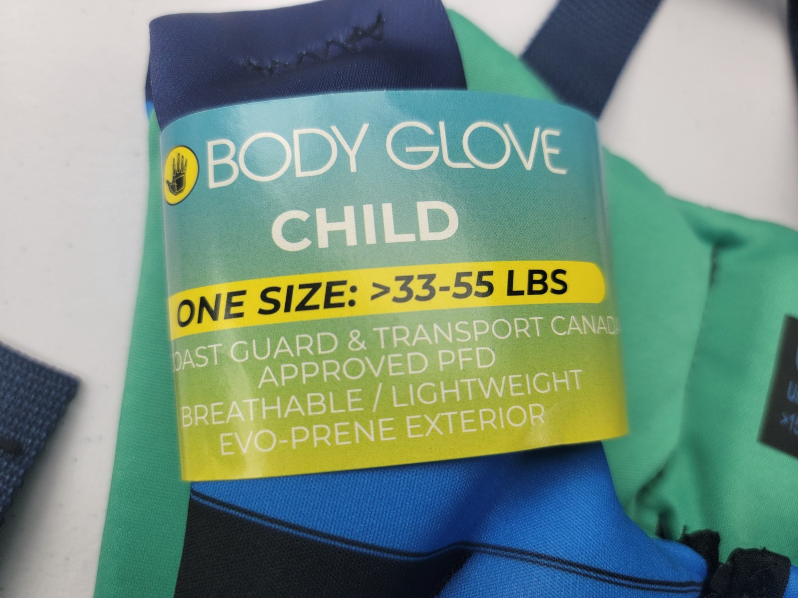 Body Glove PFD Life vest Youth Child Boy’s 33-55 pounds, Blue Black Green NEW