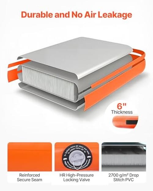Inflatable Floating Dock, φ8 x 0.5 ft/2.44 m x 0.15 m White + Orange