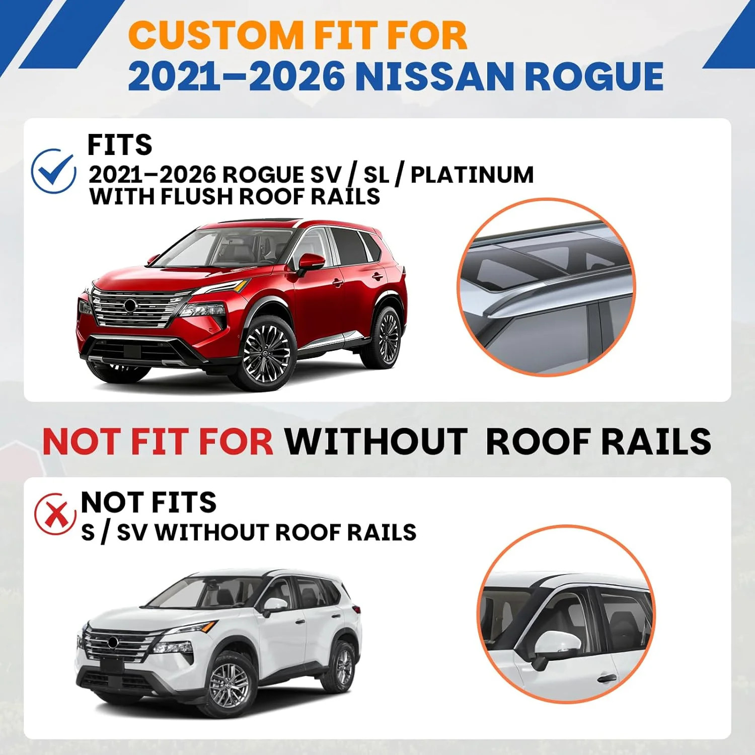300Lbs Roof Rack Cross Bars Fit for 2021-2026 Nissan Rogue SV/SL/Platinum with F