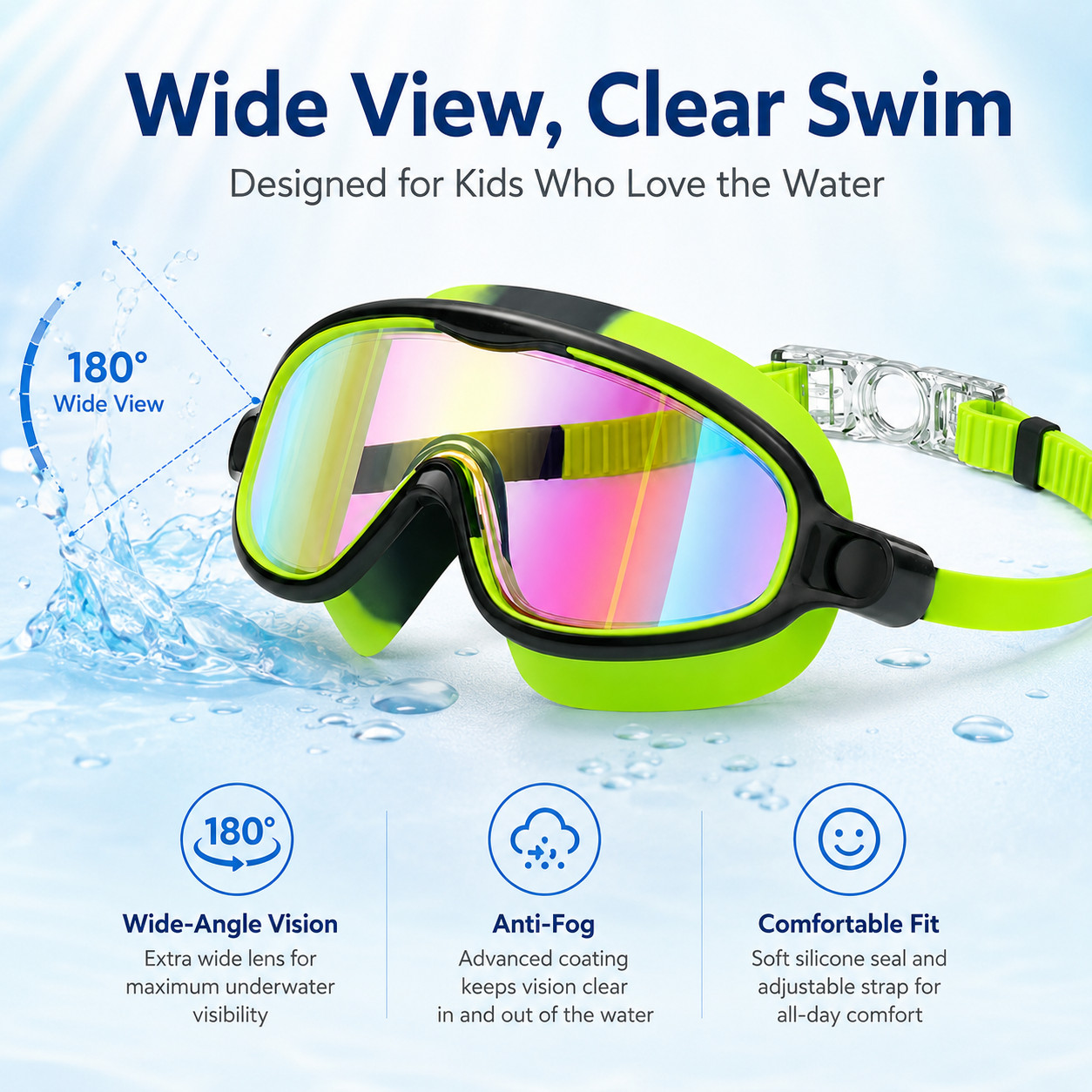 2 Pack Swim Goggles with Waterproof Earplugs & Nose Clip for Adults/Kids, Anti-F