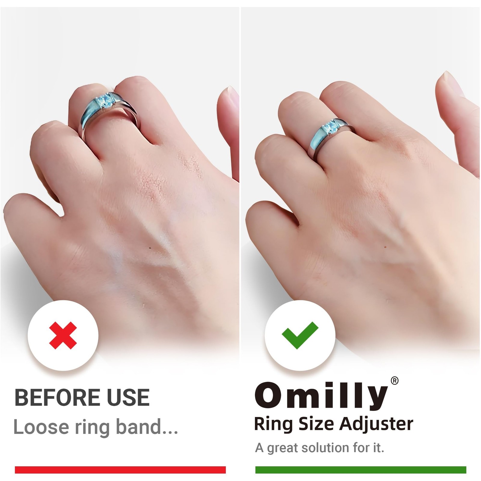 Omilly Ring Sizer Adjuster for Loose Rings – 62 Piece Set with 3 Styles (Ring…