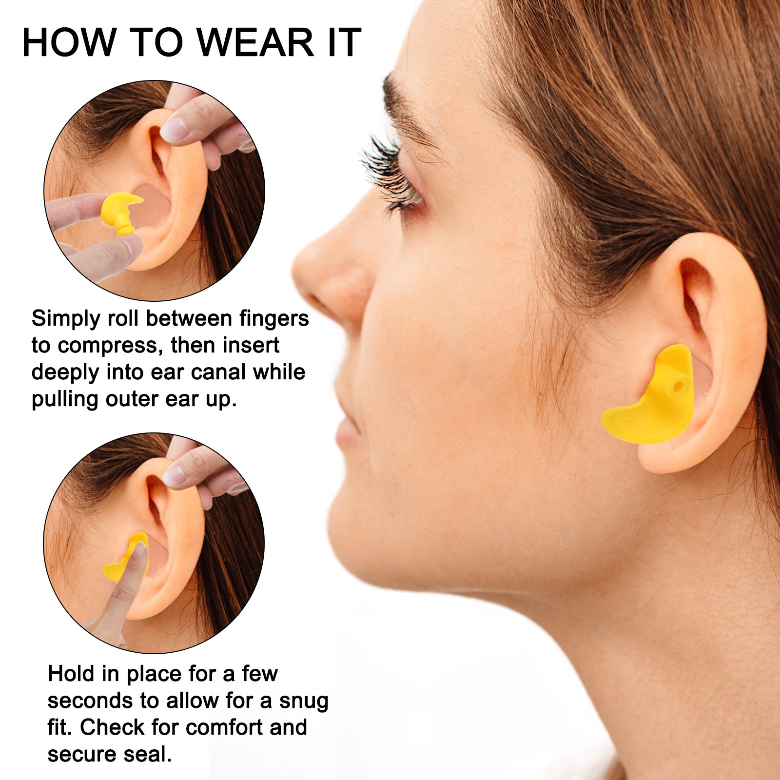 Ear Plugs for Swimming,4 Pairs Waterproof Earplugs Black, Blue, Pink, White