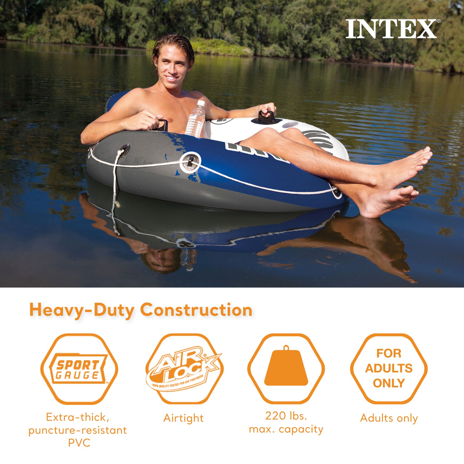 4) Intex River Run 1 Inflatable Floating Tube Raft | Open Box
