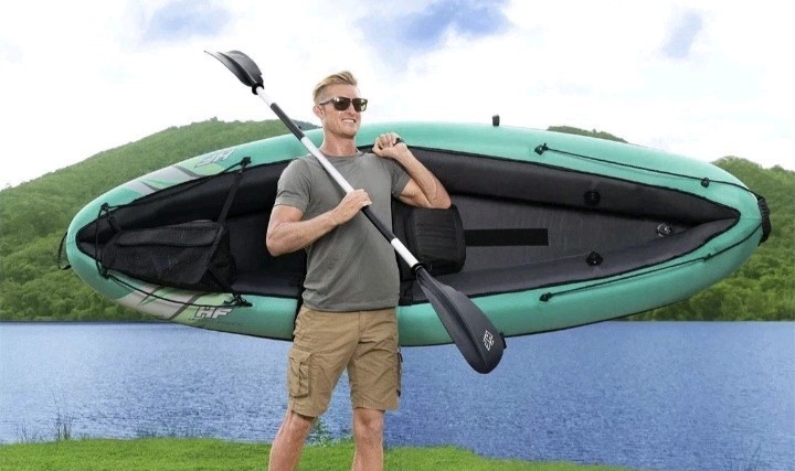 Hydro Force Inflatable Kayak Set | Includes Seat, Paddle, Hand Pump, Storage Car
