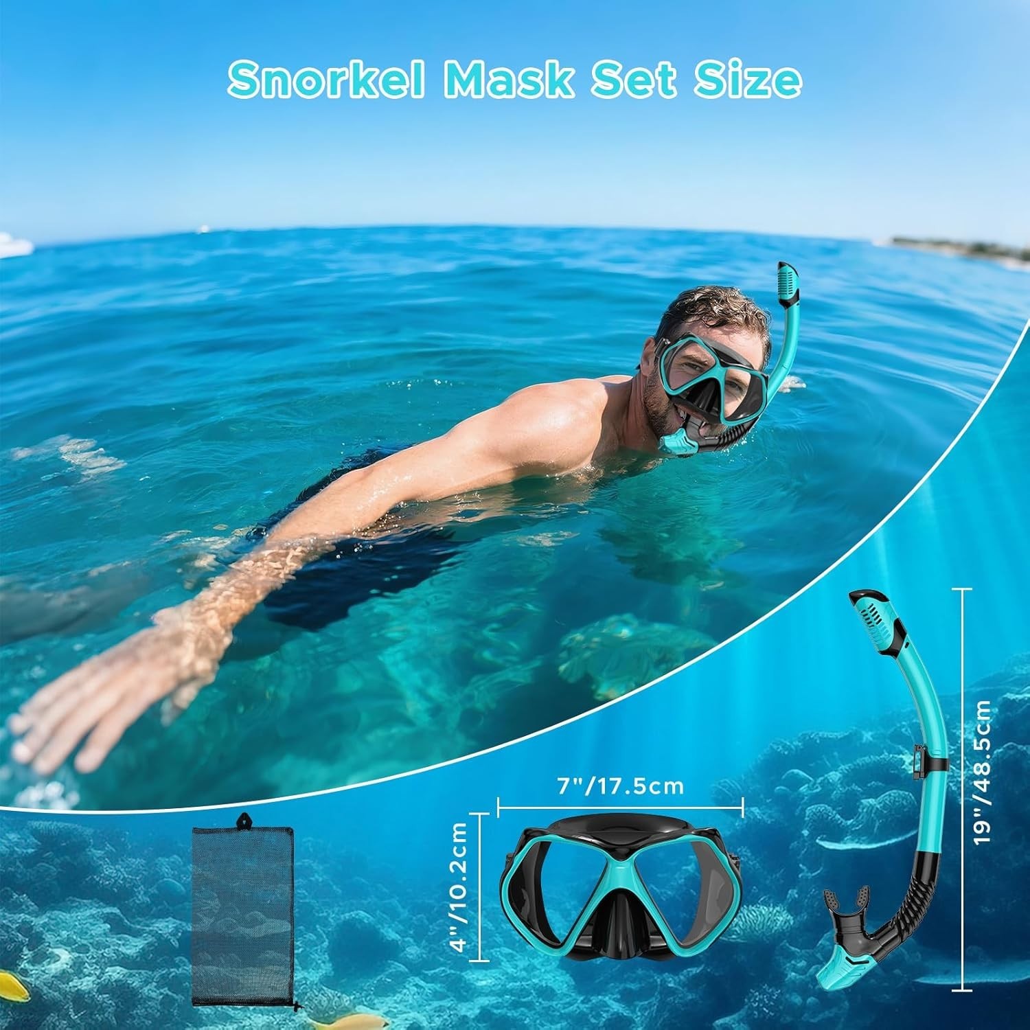 2 Pack Snorkeling Gear for Adults, Dry Snorkel, Mask Set Adult, Diving Scuba Mas