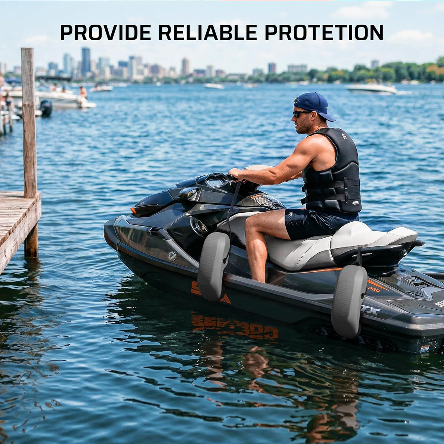 PWC Fenders, Jet Ski Bumpers 2 Pack, Portable Boat Gear for Docking, Premium EVA