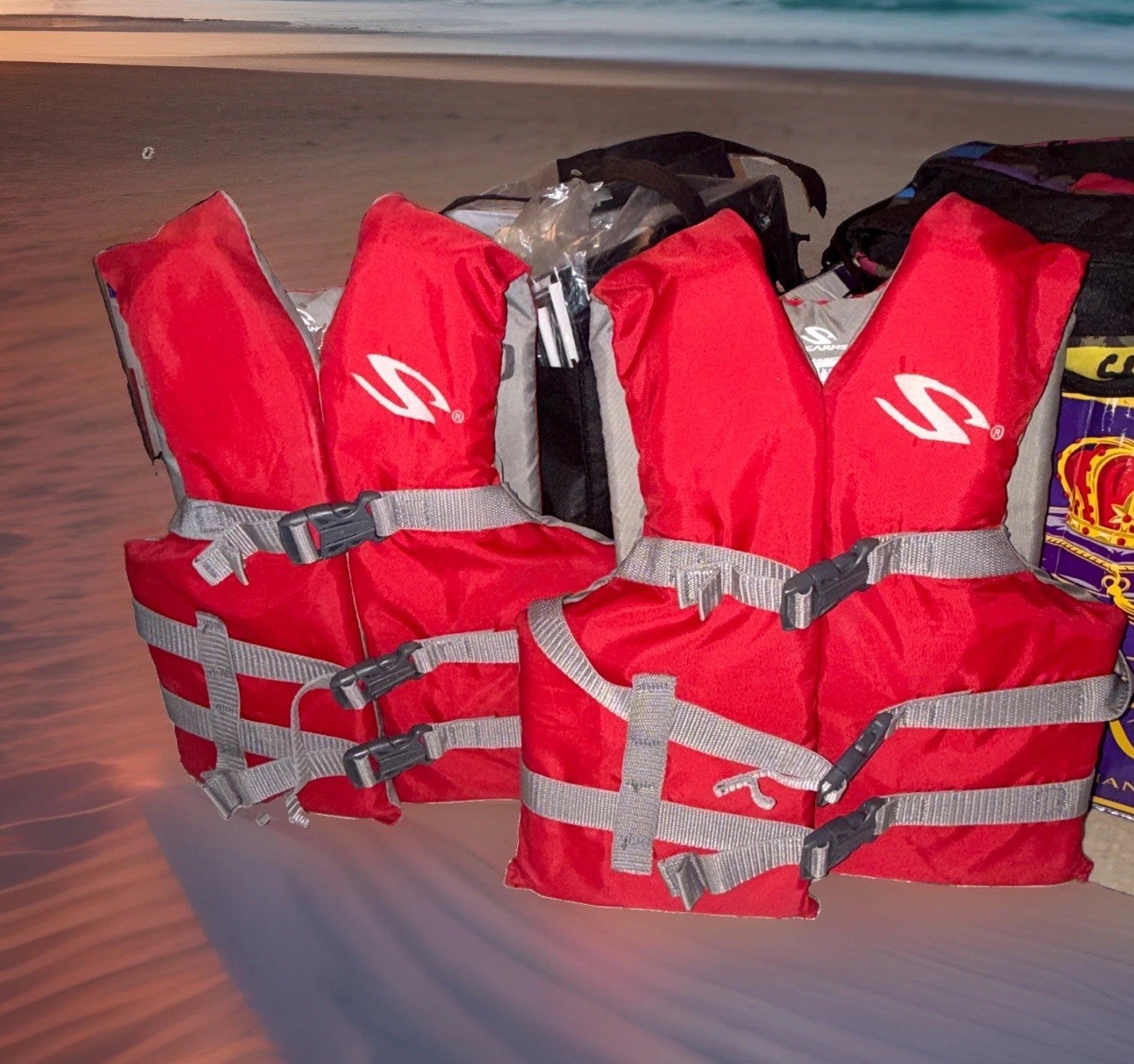 Lot of 2 Stearns Kids Life Vest Red 50-90 Pounds U. S. Coast Guard Approved/Ski!