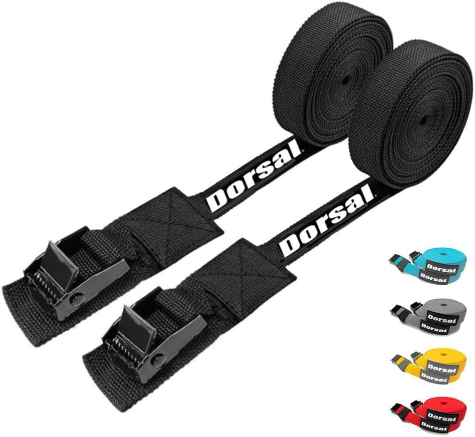Surfboard Tie down Straps – 15 Ft Roof Rack for Surf, Kayak, SUP, Black 2 Pack