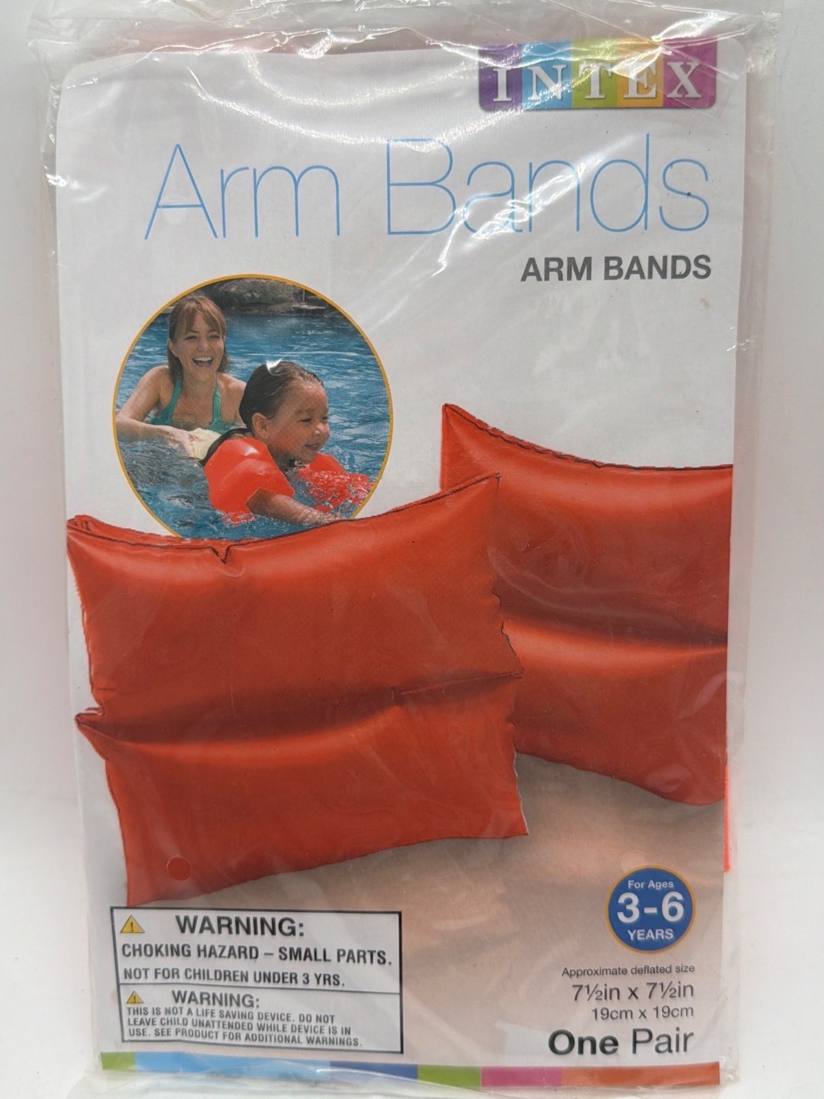 Intex Kids Inflatable Arm Bands For Swimming Ages 3-6 Safety Orange 7.5″ x 7.5″