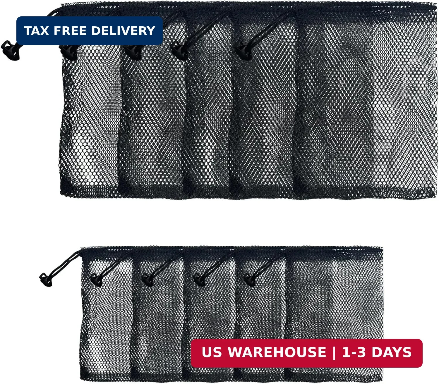 10 PCS Nylon Mesh Drawstring Bags, (6 x 4 and 6 x 8) with Cord Lock Closure, Por