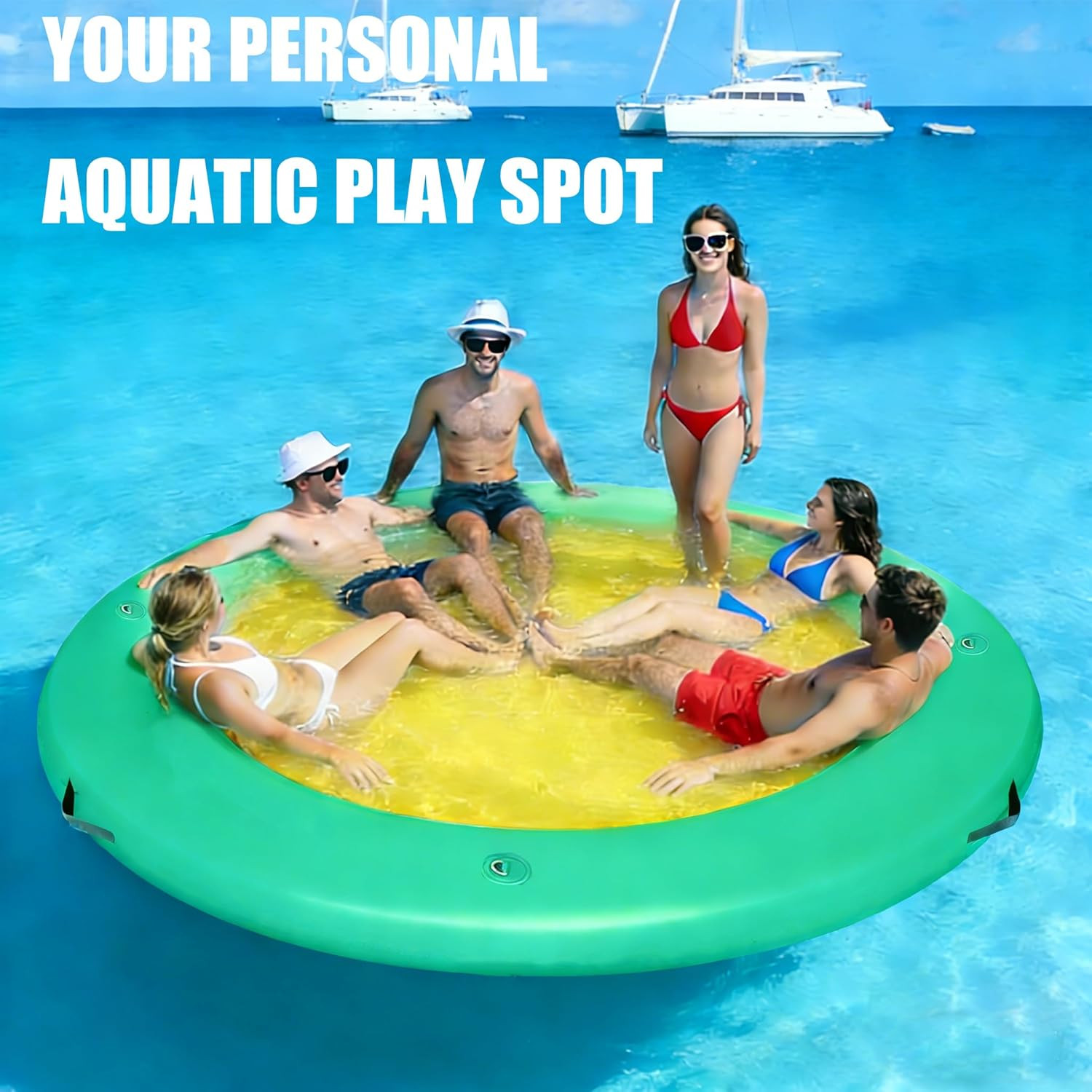 Water Hammock Inflatable Dock, 4Ft/6Ft/8Ft Floating Raft Circular Water Island,