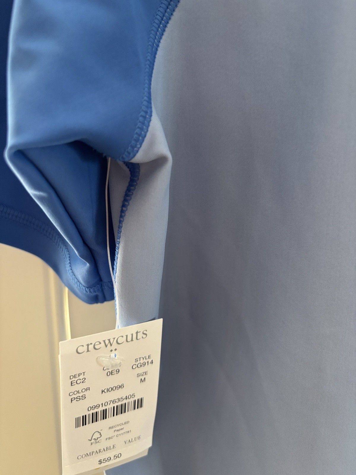 CrewCuts Short Sleeve Rash Guard Size Medium 8-9, Blue Gray- JCrew NEW w/ tags!