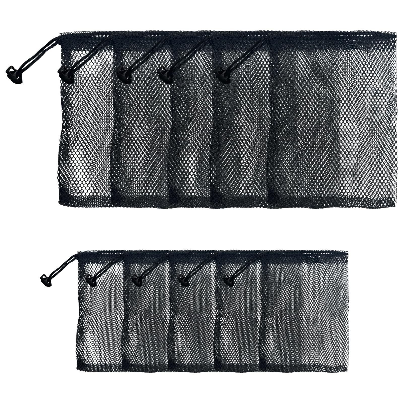 zuylikxy 10 PCS Nylon Mesh Drawstring Bags, (6 x 4 and 6 x 8) Small, Black