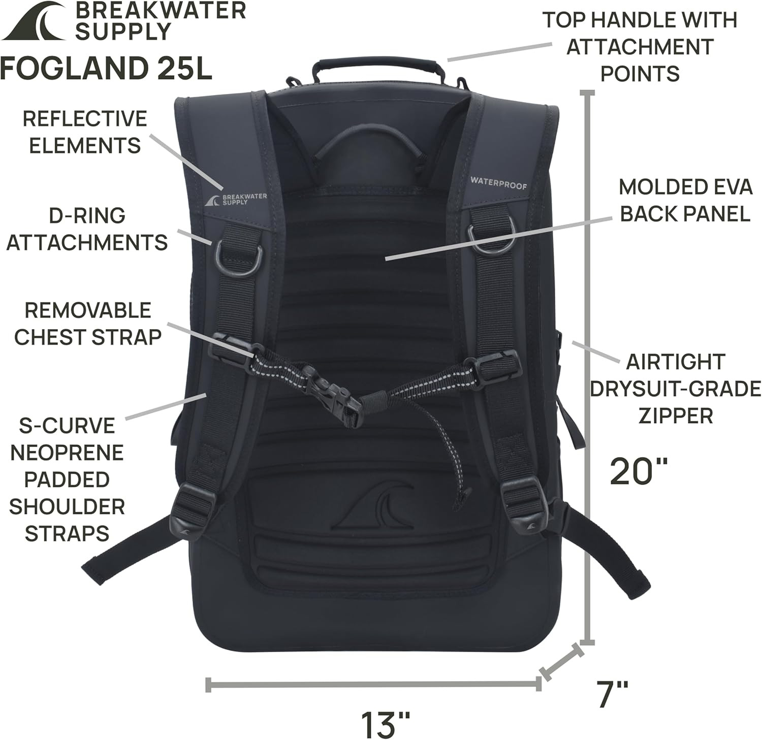 ™ Fogland Waterproof IP68 Submersible Backpack | Laptop Sleeve & Airtight Zipper