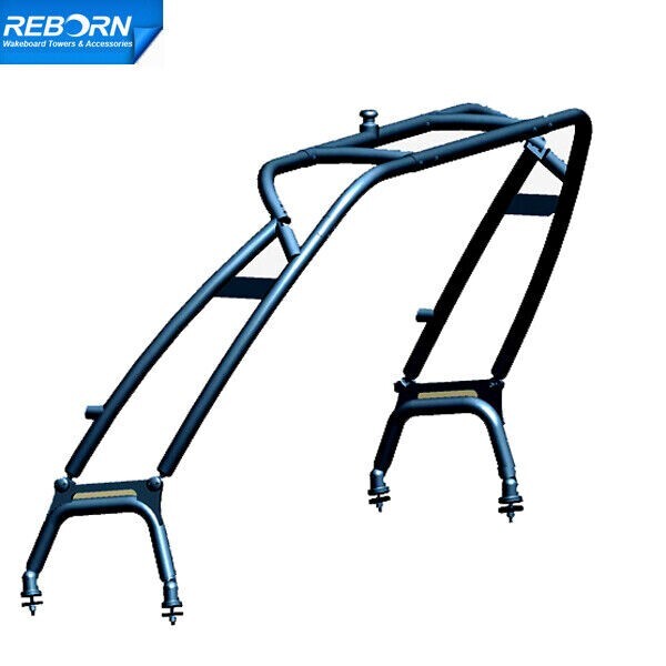 Reborn Black LaunchX Boat Wakeboard Tower Plus Pro3 Black Foldable Bimini Pkg