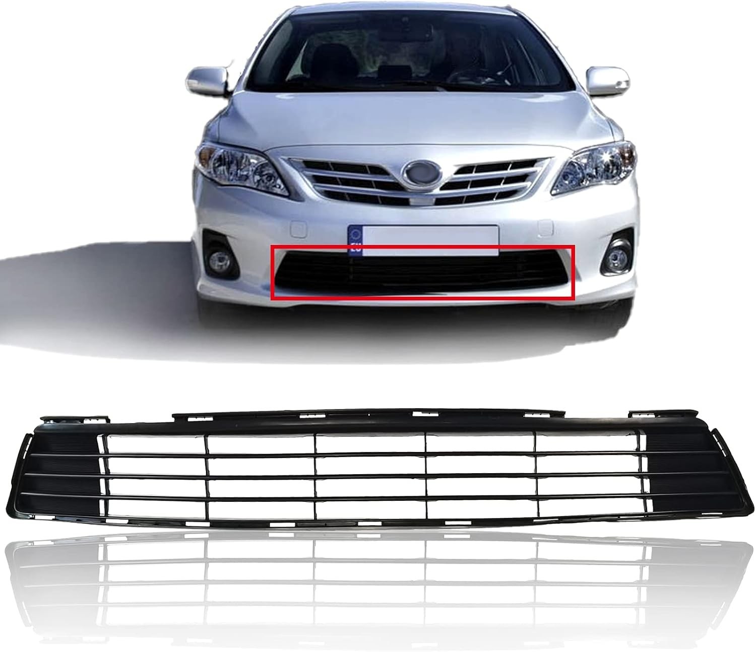 Bewild Front Bumper Lower Grille Fit For 2011-2013 Toyota Corolla Black Bumper C
